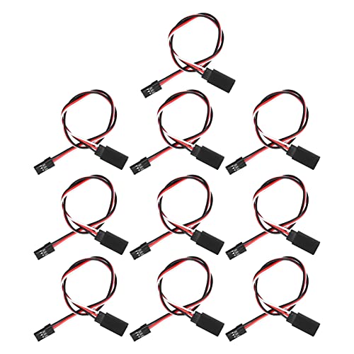 10PCS 3 Pin Servo Extension Cable Futaba JR RC Car Helicopter Aircraft Brass Core Connector Wire (500mm Male to Female) - size: 500mm male to female