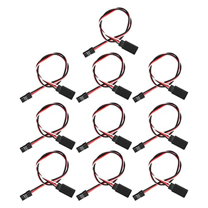 10PCS 3 Pin Servo Extension Cable Futaba JR RC Car Helicopter Aircraft Brass Core Connector Wire (500mm Male to Female) - size: 500mm male to female