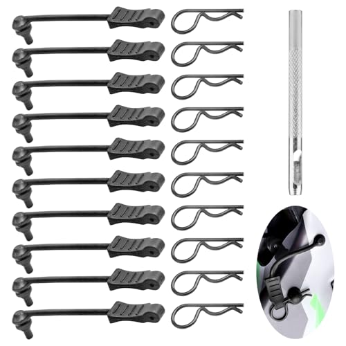 10PCS AllinRC 1/8 1/10 RC Body Clips w/Pull Tabs & 4mm Body Reamer for Traxxas Slash Arrma Kraton Notorious Redcat Losi HSP HPI Kyosho RC Car Truck Buggy RC Clips Upgrades (1.4mm Rod Black) - size: 1.4mm Rod Black