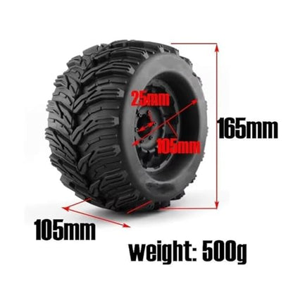 for HPI for Redcat for Rovan for Savage 2PCS 165MM for Monster Truck Wheels Rim Tire Set 12 14 17mm Hub Hex for 1/8 Off-Road RC Car Rc Car Tires(P3) - size: P3