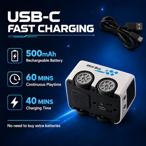 Magic Mini Bus Toy, 2.4GHz RC Line Following Car with Gesture Follow & Escape Modes, Rechargeable Inductive Bus with LED Lights, STEM Toy Gift for Kids Ages 3-8, White - color: White