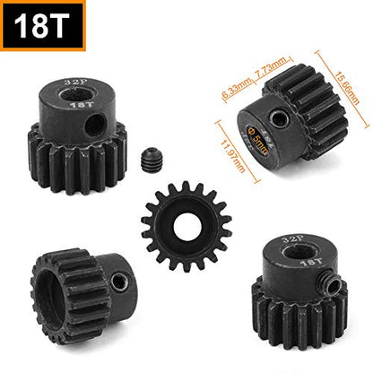 Hobbypark Metal Steel 32 Pitch Pinion Gear Set 5mm Shaft Hole 17T 18T 19T 20T 21T Motor Gears Kit for RC Car (5-Pack)