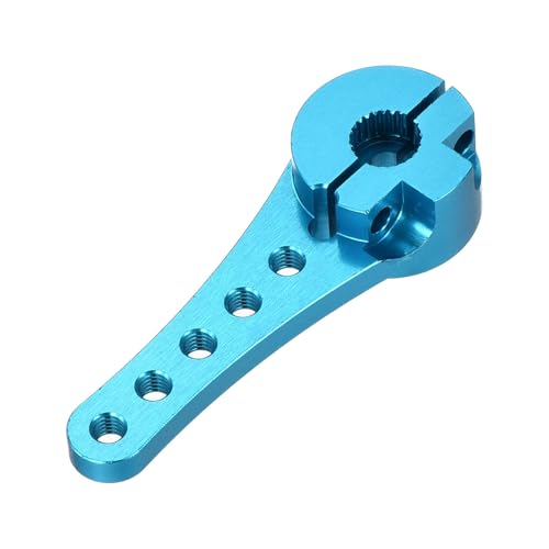 MECCANIXITY 4 Pcs Aluminum Servo Horn Long 25T 25 Teeth Steering Arm 46mm Length Pale Blue for DIY RC Car/Boat/Airplanes Boat Model with 2 Pcs Screws - color: Pale Blue