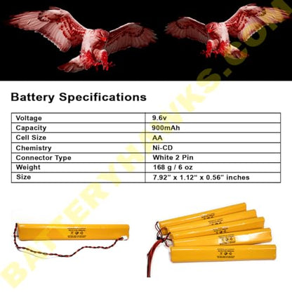 BBAT0043A Unitech BAT9.6V700 AA900MAH 9.6V ELB-B003 Lithonia ELB-B004 9.6v 900mAh Ni-CD Battery Pack Replacement for Exit Sign Emergency Light Fire Batteryhawk, LLC - size: 1 Pack