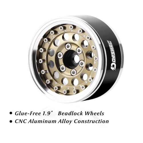 RC 1.9" Beadlock Wheels with Adjustable Offset for TRX4 SCX10 | Aluminum Alloy, Adjustable Negative Offset, 12mm Hex, Fits GEN7 GEN8 VS4-10 RC4WD & D90 1/10 RC Crawlers - color: Desert Gold