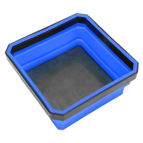 Magnetic Parts Tray, Collapsible Silicone with Strong Magnet, Foldable Tool Organizer for RC Repair, Mechanics, DIY Projects - color: Blue
