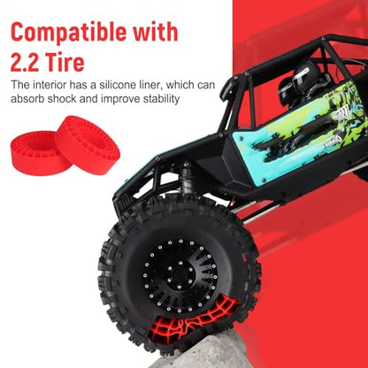Soft 2.2" Silicone Tire Inserts, 4‑Pack, Fits 132–134mm (5.25" OD) Crawler Tires, Waterproof Foam Replacement for 1/10 RC Crawlers, 125×45mm, Enhanced Traction & Sidewall Support (Red) - color: Red