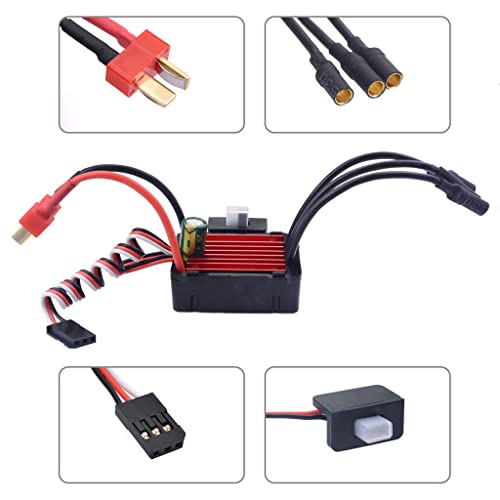 KingVal Replacement 2030 6500KV Waterproof Brushless Motor Shaft 2mm with 25A Brushless ESC and Program Card Combo Compatible with 1/18 1/20 RC Car