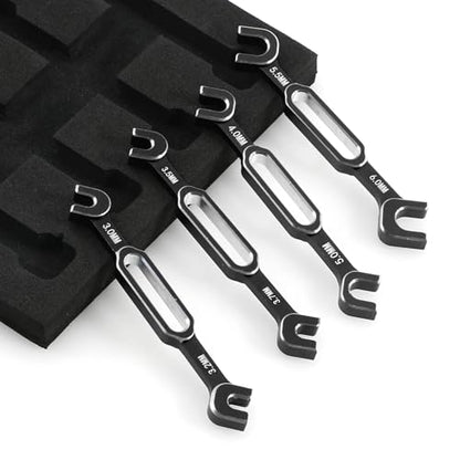 RC Aluminum Alloy Wrench Turnbuckle Nut Ball 3.0/3.2/3.5/3.7/4.0/5.0/5.5/6.0mm Joint Remover RC Universal Repair Tool Set For RC Crawler Monster Truck Off Road Car Drone Airplane (Black) - color: Black