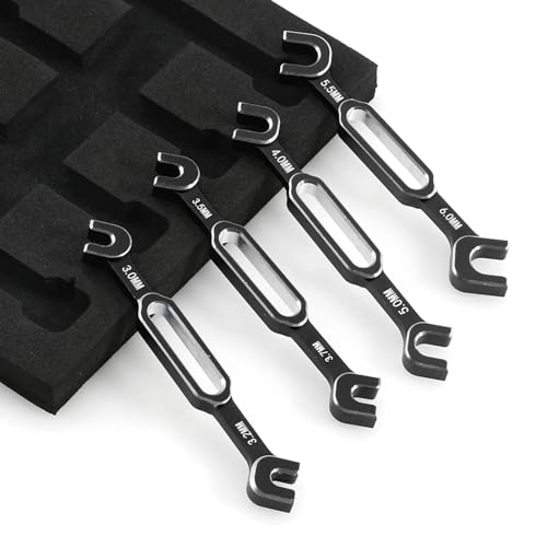 RC Aluminum Alloy Wrench Turnbuckle Nut Ball 3.0/3.2/3.5/3.7/4.0/5.0/5.5/6.0mm Joint Remover RC Universal Repair Tool Set For RC Crawler Monster Truck Off Road Car Drone Airplane (Black) - color: Black