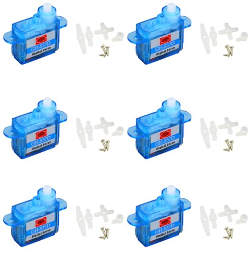 6Pcs Mini Blue 3.7g Servo GH-S37D Digital Servo Micro Coreless Servo for Control Flight Direction RC Airplane Car Boat