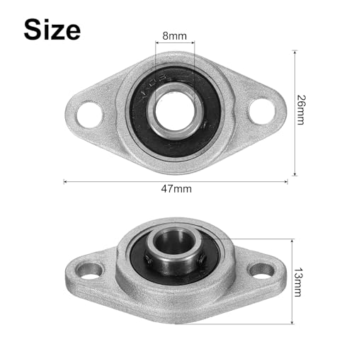 uxcell 2pcs KFL08 Pillow Block Bearing 8mm Bore Bearing Units Zinc Alloy Flange Mounted Bearing Housing, P6(ABEC3) - size: KFL08