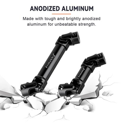 2Pcs FriHobby Stainless Steel RC Drive Shaft Metal Transmission Shaft CVD Compatible with TRX4M Defender Bronco 1/18 Crawler Upgrades Parts (Black) - color: Black