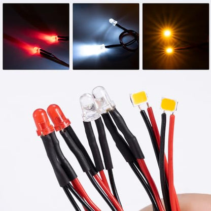 RCLIONS RC Car 6LEDs Headlights Taillight Front Rear Lamp White&Red Light Kit for 1/18 TRX4M K10 Upgrades Parts