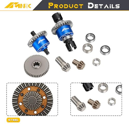 Alloy Front Rear Differential Diff & Spur Input Gear Kit for HyperGO 1/14 H14BM 14209 14210 Series Upgrades Part Blue - color: Blue