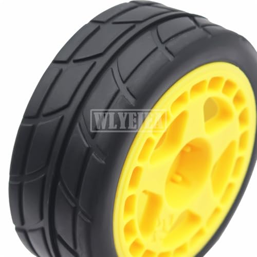 4PCS RC 1/10 On-Road Tires 65mm RC Rubber Tires w/Plastic Wheel Rim 12mm Hex Fit for 1/10 RC On-Road Rally Car HPI Tamiya TT01 TT02 Kyosho Wltoys 144001 - color: Yellow 3