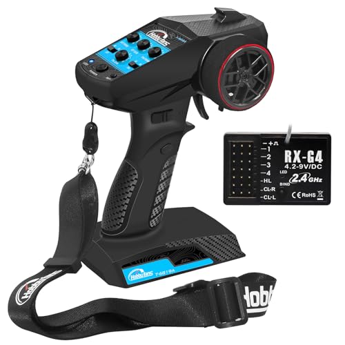 RC Radio System 4CH 2.4G RC Transmitter with Receiver and Lanyard Anti-Jamming Remote Controller for RC Car Crawler Boat, Blue - color: Blue