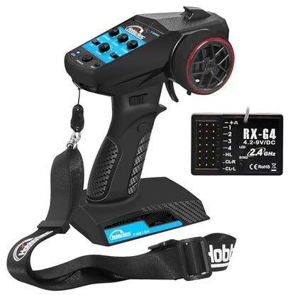 RC Radio System 4CH 2.4G RC Transmitter with Receiver and Lanyard Anti-Jamming Remote Controller for RC Car Crawler Boat, Blue - color: Blue