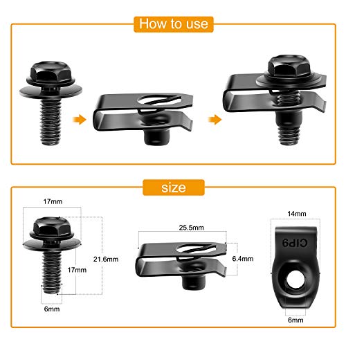 GOOACC GRC-70 35PCS Engine Under Cover Splash Shield Guard Body Bolts Bumper Fender Liner Push Retainer Fastener Rivet Clips , black - color: 35PCS Extruded U-nuts