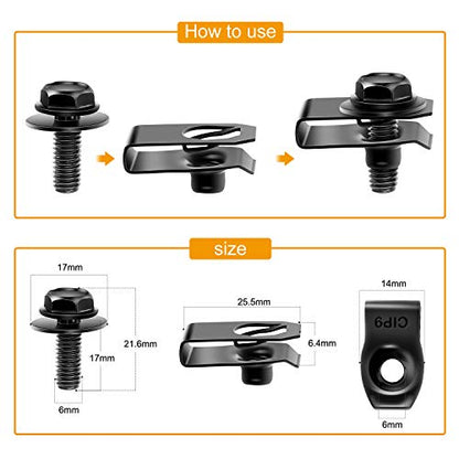 GOOACC GRC-70 35PCS Engine Under Cover Splash Shield Guard Body Bolts Bumper Fender Liner Push Retainer Fastener Rivet Clips , black - color: 35PCS Extruded U-nuts