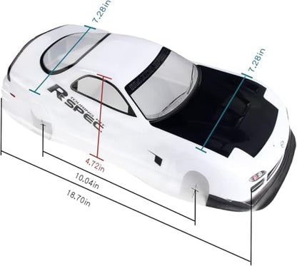 1/10 Scale RC Painted Drift Racing Touring OnRoad Car Body Shell, No Cut, 1:10 Scale, RX7 White (Body Shell Only) - style: Body Shell Only
