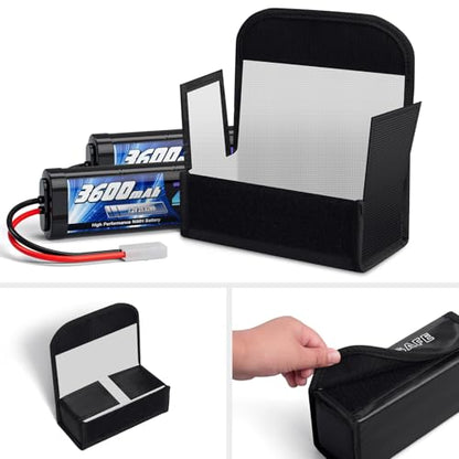 PAWBOSE 2pcs Lipo Battery Bag, Fireproof Lipo Guard Safe Box, 185x75x60mm Explosionproof Small Charging Case for rc Storage, Lithium ion and Travel Protection