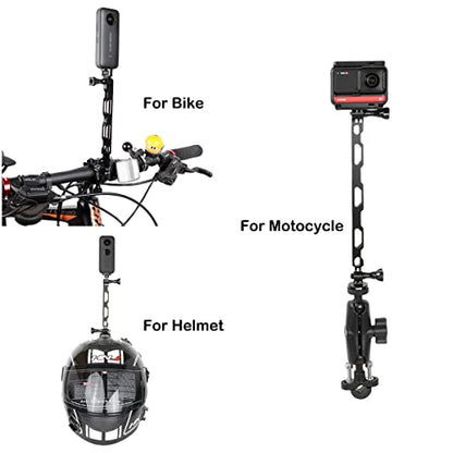 PellKing (12 Pcs) Aluminum Alloy Extension Arm Helmet Mount Kit for for Insta360 One X5/X4/X3,X2,X,Metal Adapter Helmet Sticker Extension Arm Mount with Metal 1/4''Adapter,GoPro Hero 10/9,and More