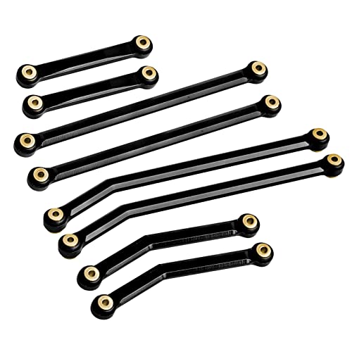 Hobbypark High Clearance Links Set Aluminum Upgrades Linkage for Axial SCX24 Deadbolt AXI90081 B17 Upgrades 1/24 RC Crawler Car (Black) - color: Black
