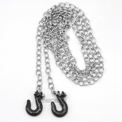 1/10 RC Car Accessories Mini Metal Trailer Chain and Tow Hooks Towing Hook & for 1:10 Rock Crawler Truck Car Traxxas TRX4 SCX10 Axial RC4WD Tamiya D90 (Black) - color: Black