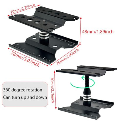 RC Car Aluminum Repair Workstation 360 Degree Rotation Lift Lower Work Stand w/Screw Trayfor SCX24 TRX4M FCX24 1/16 1/18 1/24 Scale RC Truck Crawler Buggy (Black) - style: Black