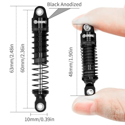 OGRC 60mm Long Travel RC Shock Absorber Oil Damper for TRX4M 1/18 RC Car | Oil-filled, Aluminum, for Traxxas TRX4M Upgrade Parts, Black - color: Black