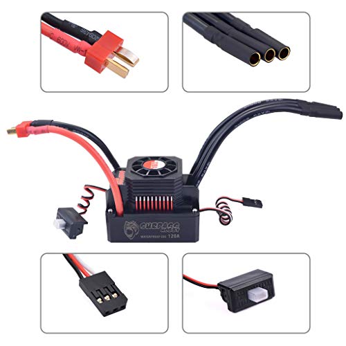 Hobby Wing WP 120A Waterproof 120A ESC Combo with 4076 2000KV Brushless Motor for 1/8 1/10 RC Truck Off-Road Car