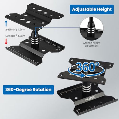 Mini RC Car Work Stand, Tiny RC Aluminum Stand for 1/18 1/24 Scale | RC Car Accessories, Black RC Car Tool Kit Repair Holder with 360°Rotation Lift & Screw Tray