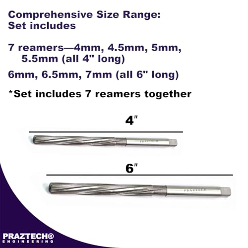 PRAZTECH® HSS Valve Stem Guide Reamer Spiral Fixed | DIY | Motorcycles | ATVs | Boat | Quad | Cars | Trucks | Engine Workshop Hand Tool (Set of 7pcs 4mm to 7mm)