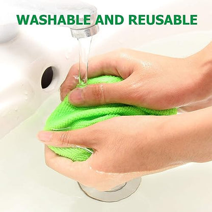 Windshield Cleaner Tool – Car Interior Glass Cleaning Kit with Extendable Handle & 4 Microfiber Pads, Auto Glass Wash Brush for Car Detailing, Trucks, SUVs, RVs & Home Windows