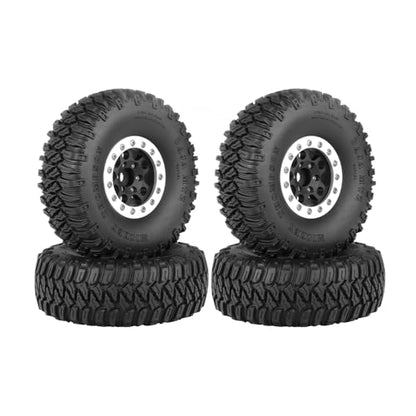 4PCS 1.55 Inch Aluminum Alloy 5Spoke Beadlock Wheel Rim Tyre and 95mm Rubber Tires Set for 1/10 RC Rock Crawler Car Upgrade Parts for Tamiya Axial AX90069 D90 TF2 CC01 LC70 (Black Silver) - color: Black Silver