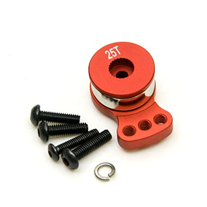RC 25T Servo Saver Aluminum 3 Holes Adjustable Servo Horn 25T Adjustable Arm Compatible with Futaba Tamiya Servos 1/10 RC Car Crawler SCX10 Capra TRX4 TRX6 RC Boat Parts (Red-S) - color: Red-s