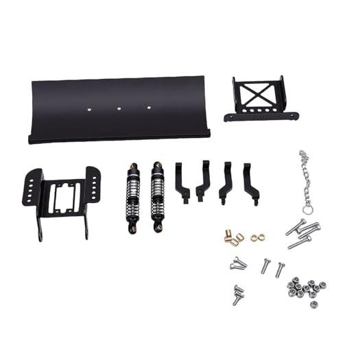 1/18 RC Metal Snow Plow, Alloy Replacement Snow Plow for RC Crawler Car, Shock Absorption for Winter Scenes & Obstacle Clearing (Black) - color: Black