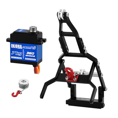 INJORA Tow Truck Crane Kit & INJS2065-360 Winch Servo for TRX4M (Black) - color: Black