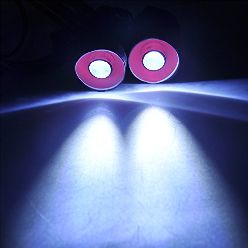 QUE-T 2Leds Angel Eyes & Demon Eyes LED Headlight Back Light for 1/10 RC Model Crawler Cars (Red + White, 22MM) - color: Red + White, size: 22MM