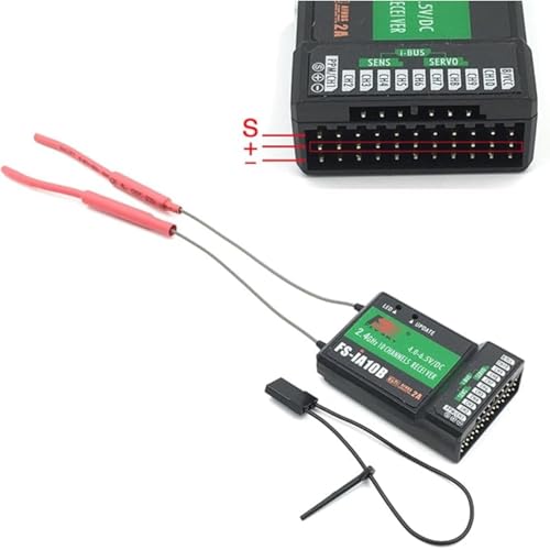 JeeFly RC Receiver FS-iA10B 10-Channel 2.4GHz Remote Control Receiver with iBus/PPM Dual Antenna AFHDS2 Compatible with FS-i6/i6S/i10 Transmitters for RC Drones, Airplanes & Helicopters
