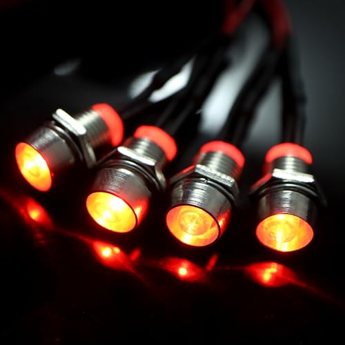 4 LEDs RC LED Light Headlights Taillight Kit Accessories Compatible with Traxxas HSP Tamiya Redcat RC4WD Axial SCX10 RC Cars Truck Tank Crawler(4 Red) - color: Red