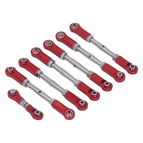 7PCS Adjustable Links Set for Slash Rustler - RC Accessories - 1/10 RC Car Adjustable Steering Linkage Kit with 87-103mm Links (Red) - color: Red