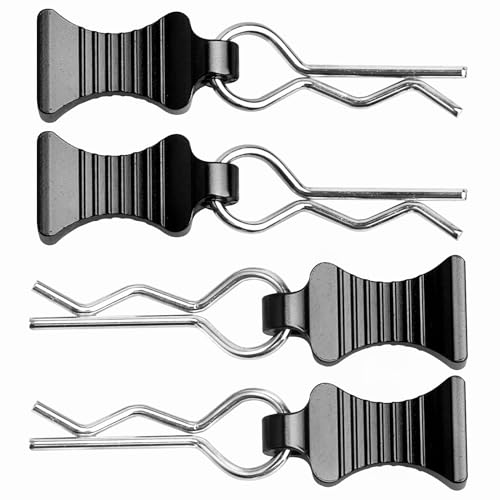 RC Car Body Clips with Pull Tab for 1/10 1/12 Scale Traxxas Axial Redcat Losi Tamiya HPI HSP RC Truck Crawler Buggy On Road Touring Racing, Set of 4 (Black) - color: Black