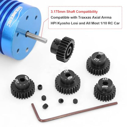 OGRC 48DP 24T 25T 26T 27T 28T Pinion Gear 3.175mm (1/8-Inch) Shaft Pinion Gear for 1/10 RC Car Monster Truck Buggy - size: 24T 25T 26T 27T 28T