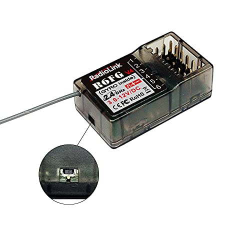 Radiolink R6FG 6 Channels 2.4GHz RC Receiver with Gyro, Ground Long Range Control RX for Vehicle Drifting/Crawler/Truck/Boat Works with Surface Radio Controller RC4GS/RC6GS/T8FB