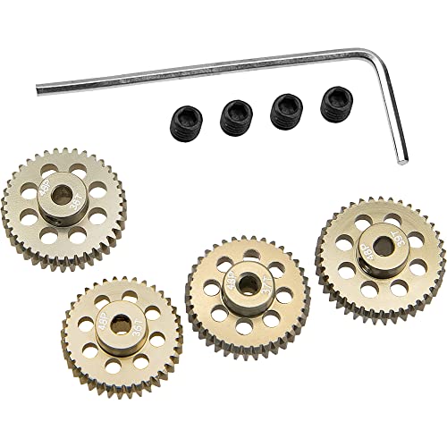 ShareGoo 7075 Aluminum Alloy 48P 3.175mm Pinion Gear Sets 36T 37T 38T 39T Motor Gears Fit 3.175mm (1/8-Inch) Shaft Compatible with HPI Losi Axial Traxxas Tamiya 1/10 RC Car,4Pack