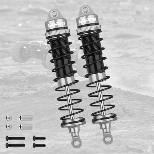 RC Car Rear Shocks Set 1/10 Update Parts Replacement of AR330551 | Compatible with Arrma 1/10 Typhon 3S/2S Granite 4x4 Bigrock Senton Aluminum Shock Absorber Assembled, (2Pack) - color: Gray Black 2Pcs R