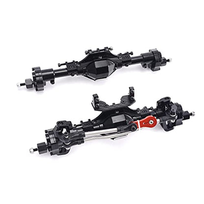 Aluminum Front / Rear Portal Axles Set for 1/10 Axial SCX10 II 90046 90047 RC Crawler Car (Black) - color: Black