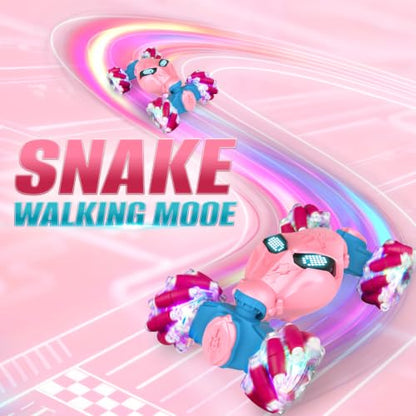 Pink Rc Gesture Sensing Stunt Car Toys for Girls 3 4 5 6 7 8 9 10 1112 Years Old, Drift Hand Control Remote Control Cars with Light & Music, 4WD 360°Rotation Double Side Cars Birthday Gifts for Kid - color: Pink